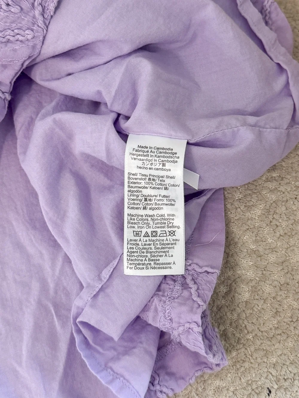 J. Crew Purple Lilac Eyelet puff-sleeve Cotton Mini Dress sz 14